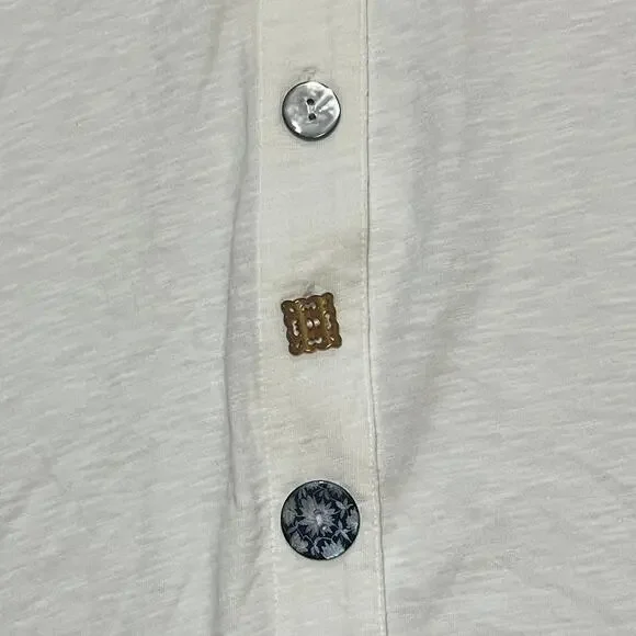 NWOT Soft Surroundings Danielle Button Top Tunic S Asymmetrical Hem 3/4 Sleeves - Picture 5 of 8